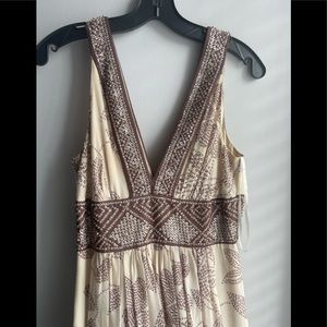 BCBG tan and light maroon dress